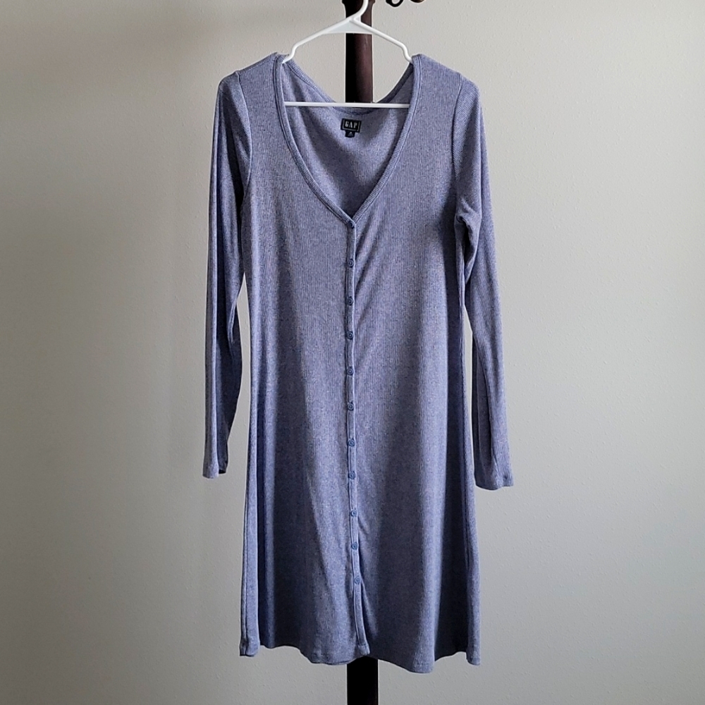 Tall Soft Blue Button-up Dress